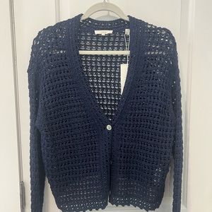 Vince Navy Open-Knit Cardigan